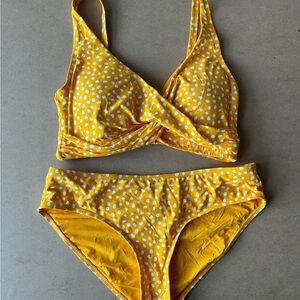 Yellow Polka Dot Bikini Set